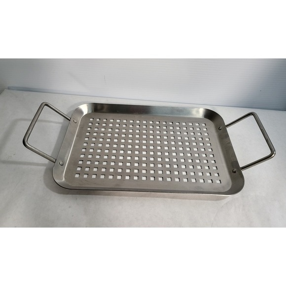 Stainless Steel Grill Topper Tray with Handles BBQ Vegetable Grilling - Picture 4 of 6